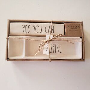 NWT - Rae Dunn Ceramic Desk Set with Inscription "Yes You Can / Inspire"